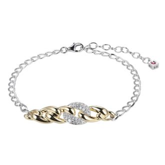 A classic stainless steel and titanium chain link bracelet with a 8.75" length.
