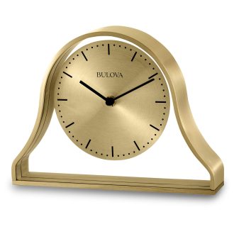 This elegant timepiece is skillfully crafted from brushed brass, lending a stunning aesthetic appeal. Ideal for adorning a desk or table top, it enhances the sophisticated charm of your area. Easy-to-read numerals and a well-crafted design make it a mark of excellent craftsmanship. Dress up your space with this stunning accessory.