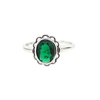 Oval May Birthstone Ring in Sterling Silver
