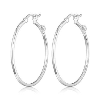 These stunning sterling silver rhodium plated square 35mm hoop earrings are the perfect accessory for any occasion. The classic design is timeless and will add a touch of sparkle to your look.