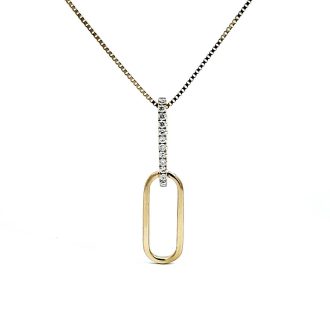 Chatham Paperclip Necklace with .16ctw Round Lab Grown Diamonds in 14k Yellow Gold