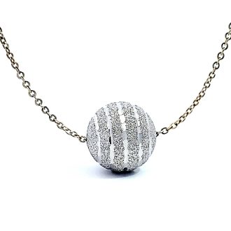 Striped Diamond-Cut Sphere Necklace in 14k Two Tone