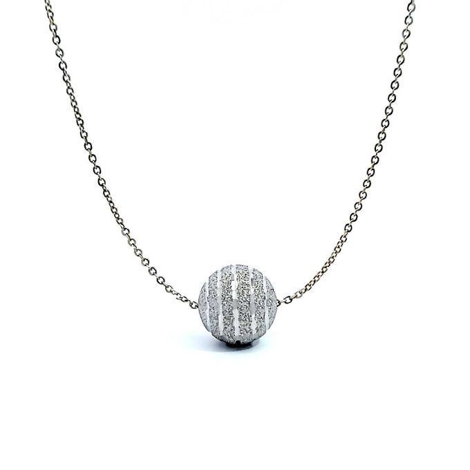 Striped Diamond-Cut Sphere Necklace in 14k Two Tone