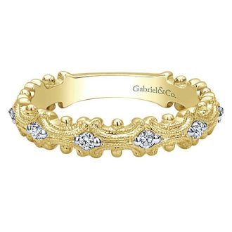 Gabriel & Co Wedding Band with .18ctw Round Diamonds in 14k Yellow Gold