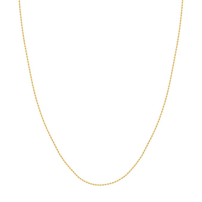 Beautiful 14 karat yellow gold 24" 1.05mm rope chain, perfect for any occasion.