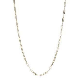 Beautiful, elegant sterling silver paperclip chain with 18K yellow gold plating, perfect for any occasion. 24" long, 3mm wide.