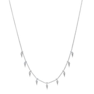 Icicle Station Necklace with .10ctw Round Diamonds in Sterling Silver