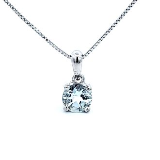 Aquamarine Birthstone Necklace in Sterling Silver