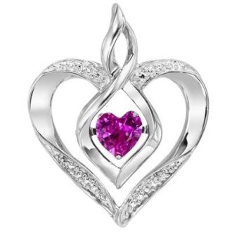 Rhythm of Love Heart Shaped Pendant with Pink Tourmaline and Diamonds in Sterling Silver