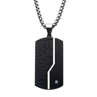 Inox Men's Dog Tag Necklace in Black Stainless Steel