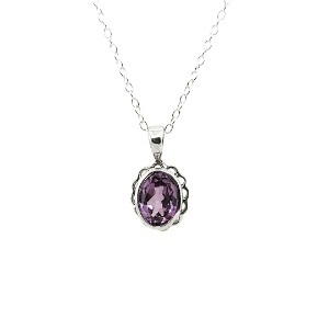 Oval February Birthstone Necklace in Sterling Silver