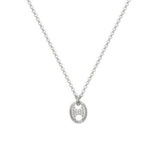 This stunning charm dangles elegantly from a 17" + 3" adjustable Rolo chain designed by "Epison" from SS ELLE collection. Embellished with a CZ Marina setting, this versatile piece showcases a sophisticated silver-tone Rhodium finish, delivering a polished sparkle perfect for any style.