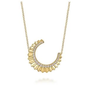 Gabriel Half Moon Necklace with .21ctw Round Diamonds in 14k Yellow Gold