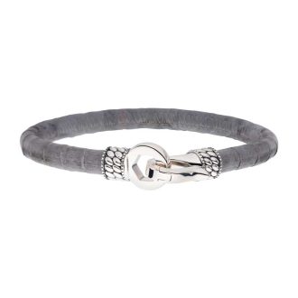 Inox Men's Python Leather Sterling Silver Bracelet