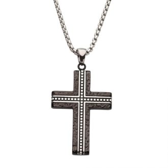 Inox Stainless Steel Blacksmith Hammered Pendant with Box Chain