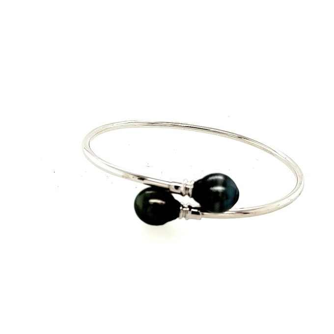 Tahitian Pearl Cuff Bracelet in Sterling Silver