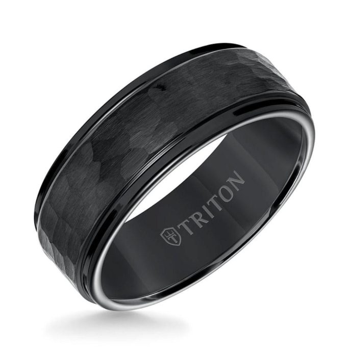 Triton Men's Wedding Band 8mm in Black Tungsten Carbide