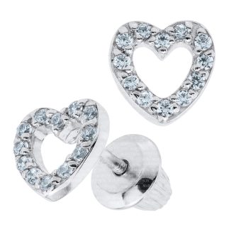 Children's Heart Earrings with Cubic Zirconia in Sterling Silver