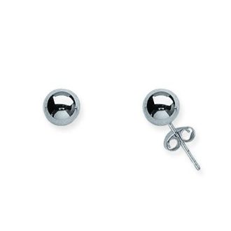 14K White Gold Polished Ball Stud Earrings 6mm