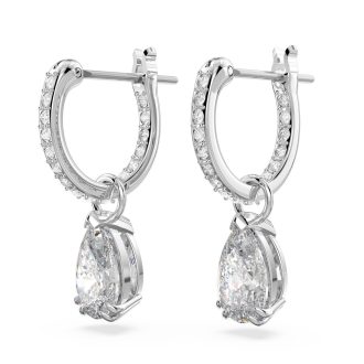 Swarovski Millenia hoop earrings Pear cut, White, Rhodium plated