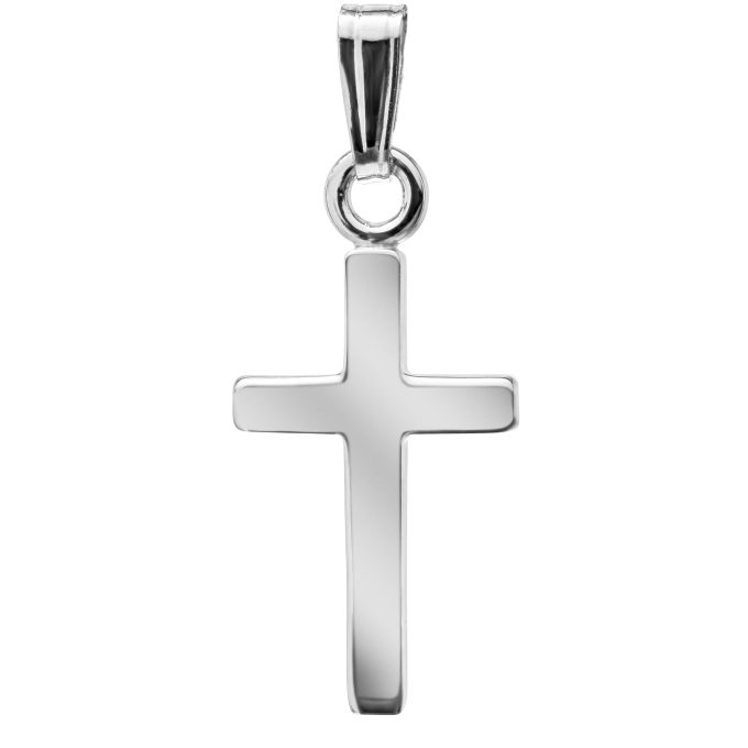 Square Edge Cross Pendant Sterling Silver Plain Polished