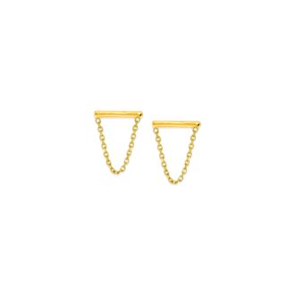 14K Yellow Bar/Draped Chain Earrings