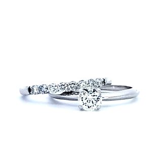 Women's 14K White Gold Polished Solitaire Ring with 0.8ct Round Diamond