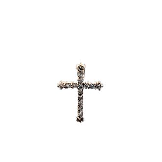 Pre-Owned Cross Necklace with 1/4ctw Round Diamonds in 14k Yellow Gold