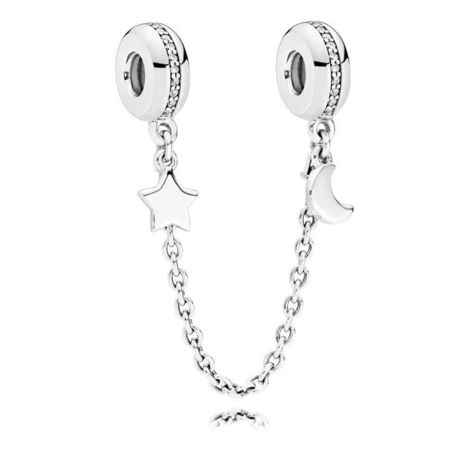 Pandora Half Moon and Star Safety Chain Charm