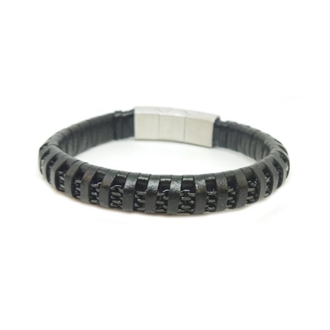 A stylish and sophisticated black leather braid bracelet for the modern gentleman.