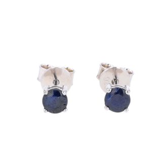 Round Sapphire Stud Earrings in Sterling Silver