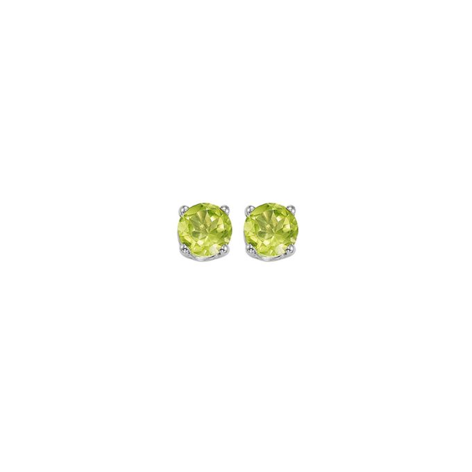 Round Peridot Stud Earrings in Sterling Silver