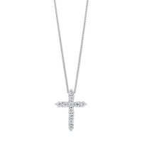 Cross Necklace with .10ctw Round Diamonds in Sterling Silver