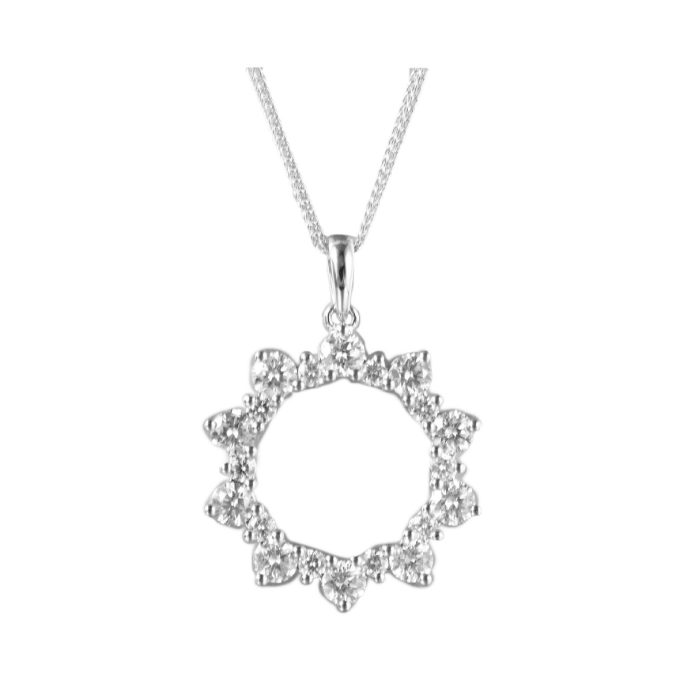 "Eclipse" Necklace with 1ctw Round Diamonds in 14k White gold