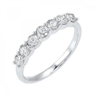 7 Stone Wedding Band with .75ctw Round Diamonds in 14k White Gold