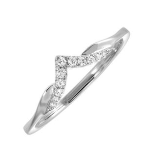 Chevron Ring with .08ctw Round Diamonds in 10k White Gold