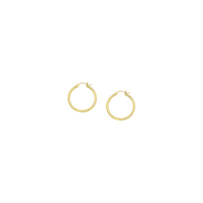 14K Yellow Gold Extra Small Round Tube Hoop Earrings 2mm