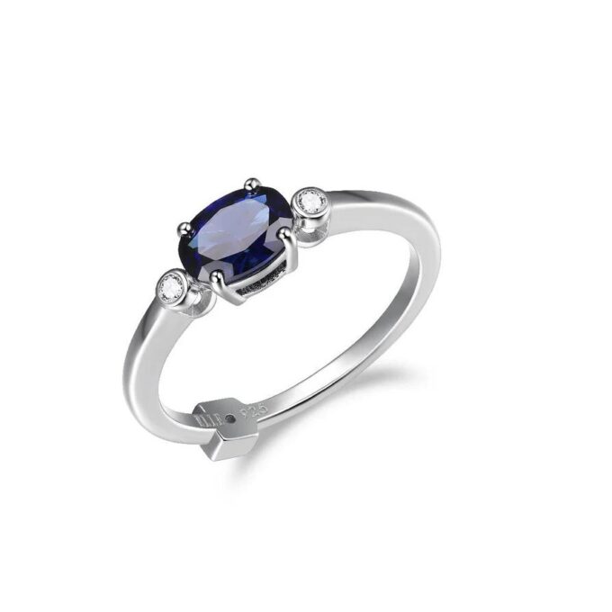 Elle Fashion Ring with Lab Grown Sapphire and Diamond in Sterling Silver