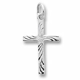 Ss Cross Charm W/Engraved Lines