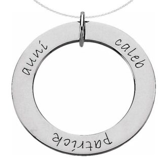 Ss Personalized Open Circle Pend W/Prl Accent/20" Chain Eng. Included