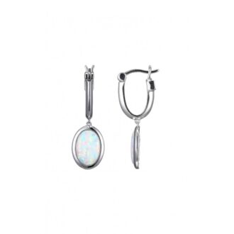 Experience elegance with these radiant opal hoop earrings. Crafted from sterling silver and embellished with Mirage round pendant crystals, these 10x7mm hoops radiate a captivating charm. Eye-catching and glamorous, they make a stunning addition to any jewelry collection. Better yet, you needn't worry about the secure clasp; it ensures that these beauties will stay in place all