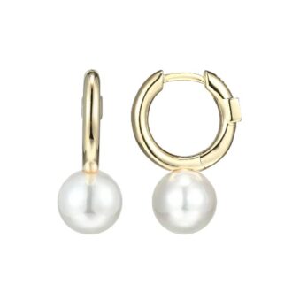 Elle Pearl Dangle Earrings in Gold-Plated Sterling Silver