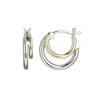 Elle Double Hoop Earrings in Two Tone Sterling Silver