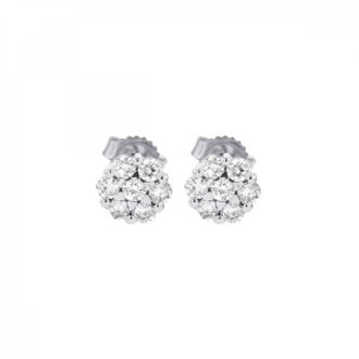 Bouquet Stud Earrings with .10ctw Round Diamonds in 14k White Gold