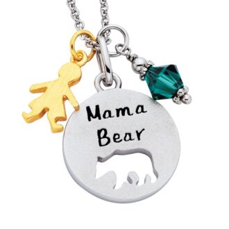 Mama Bear Necklace in Sterling Silver