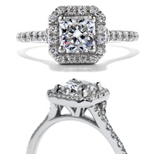 Hearts on Fire Transcend Halo Engagement Ring with 1.46ctw Diamonds in Platinum