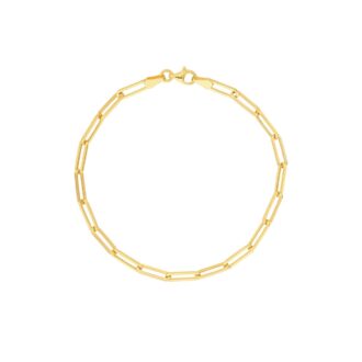 Paperclip Link Bracelet 8" Length in 14k Yellow Gold