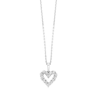 Heart Necklace with .10ctw Round Diamonds in 10k White Gold