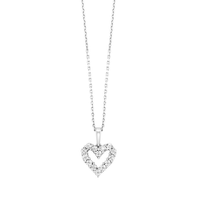 Heart Necklace with .10ctw Round Diamonds in 10k White Gold