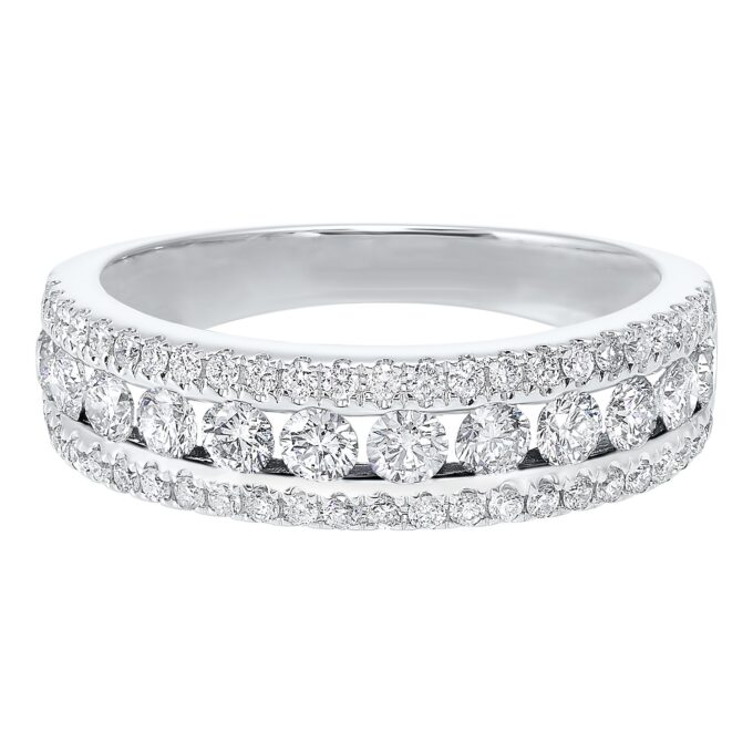 Wedding Band with .75ctw Round Diamonds in 14k White Gold